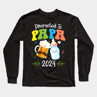 Promoted to Papa 2024 New Dad Gift for Men Father's Day Long Sleeve T-Shirt